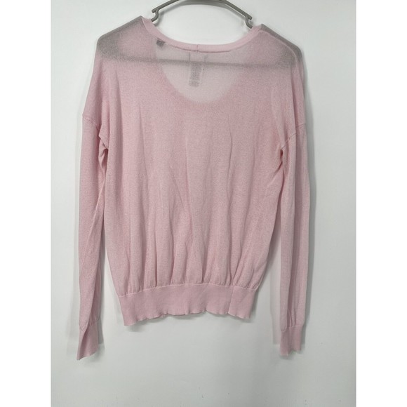 Cabi Womens Sweater S Gossamer Pink Semi Sheer Open Knit Scoop Neck - Picture 5 of 6